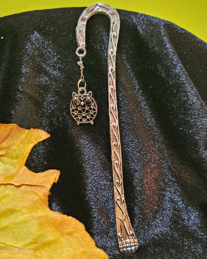 Bookhook: Silver Shepherd's Crook with Owl charm