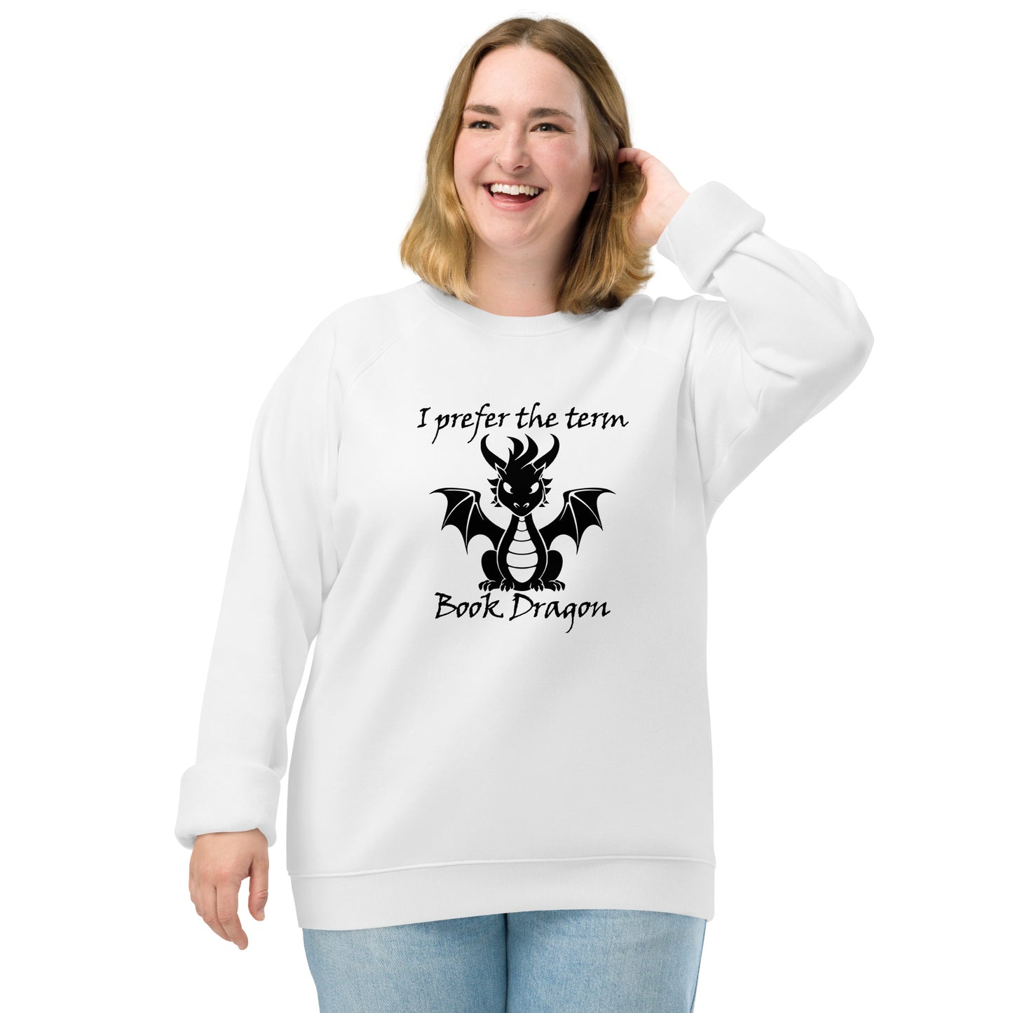 Book dragon Unisex organic raglan sweatshirt
