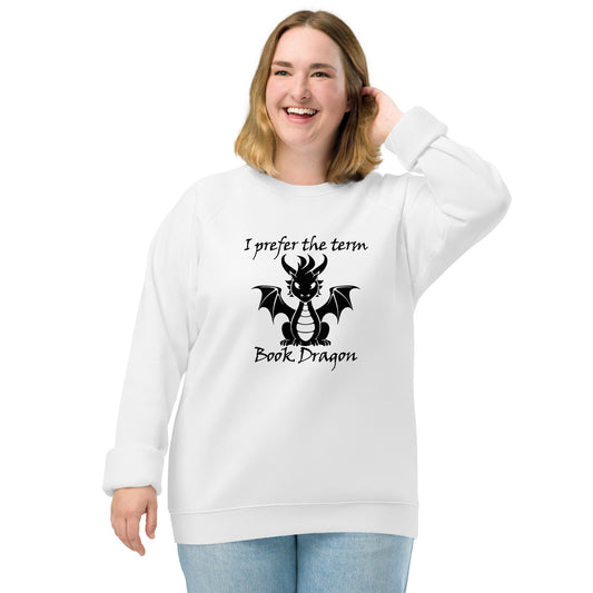 Book dragon Unisex organic raglan sweatshirt